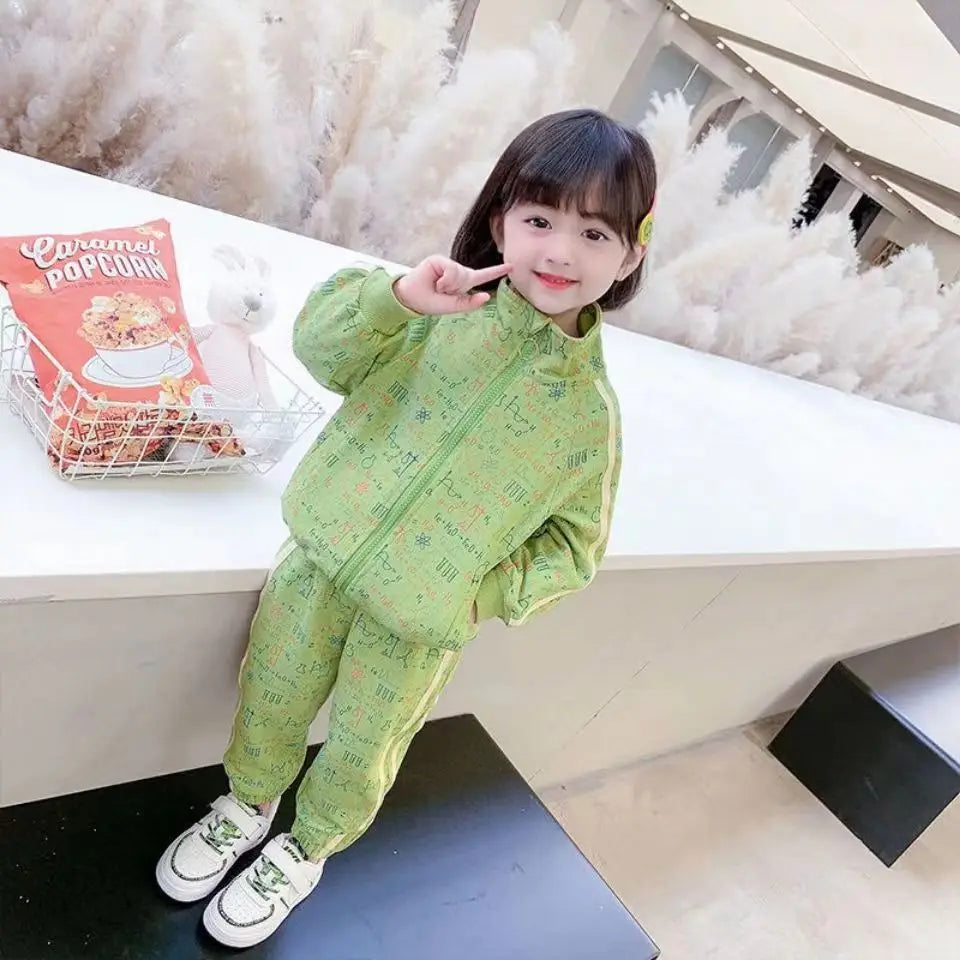 Tenue 2 pièces fille – Survêtement veste zippée et pantalon, 2‑8 ans