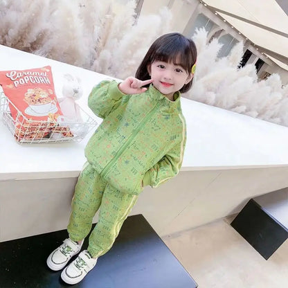 Tenue 2 pièces fille – Survêtement veste zippée et pantalon, 2‑8 ans