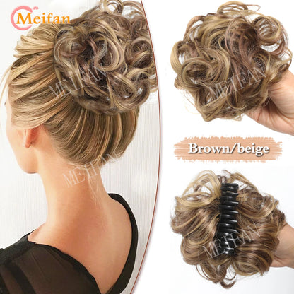 synthetic wavy bun with claw clip,