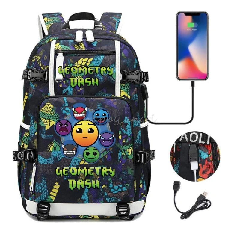 Sac à dos imprimé géométrique pour filles et garçons, sac à dos en toile pour ordinateur portable, sac à dos pour femme, sac à dos pour adolescent et étudiant, nouvelle mode .