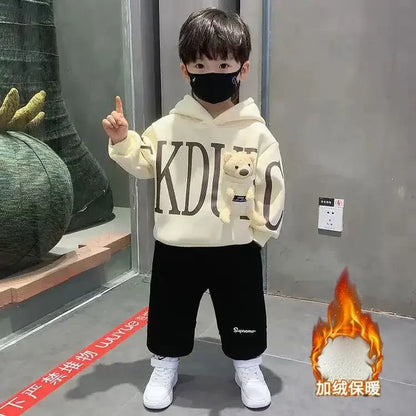 Ensemble 2 pièces garçon﻿– velours, pull, capuche