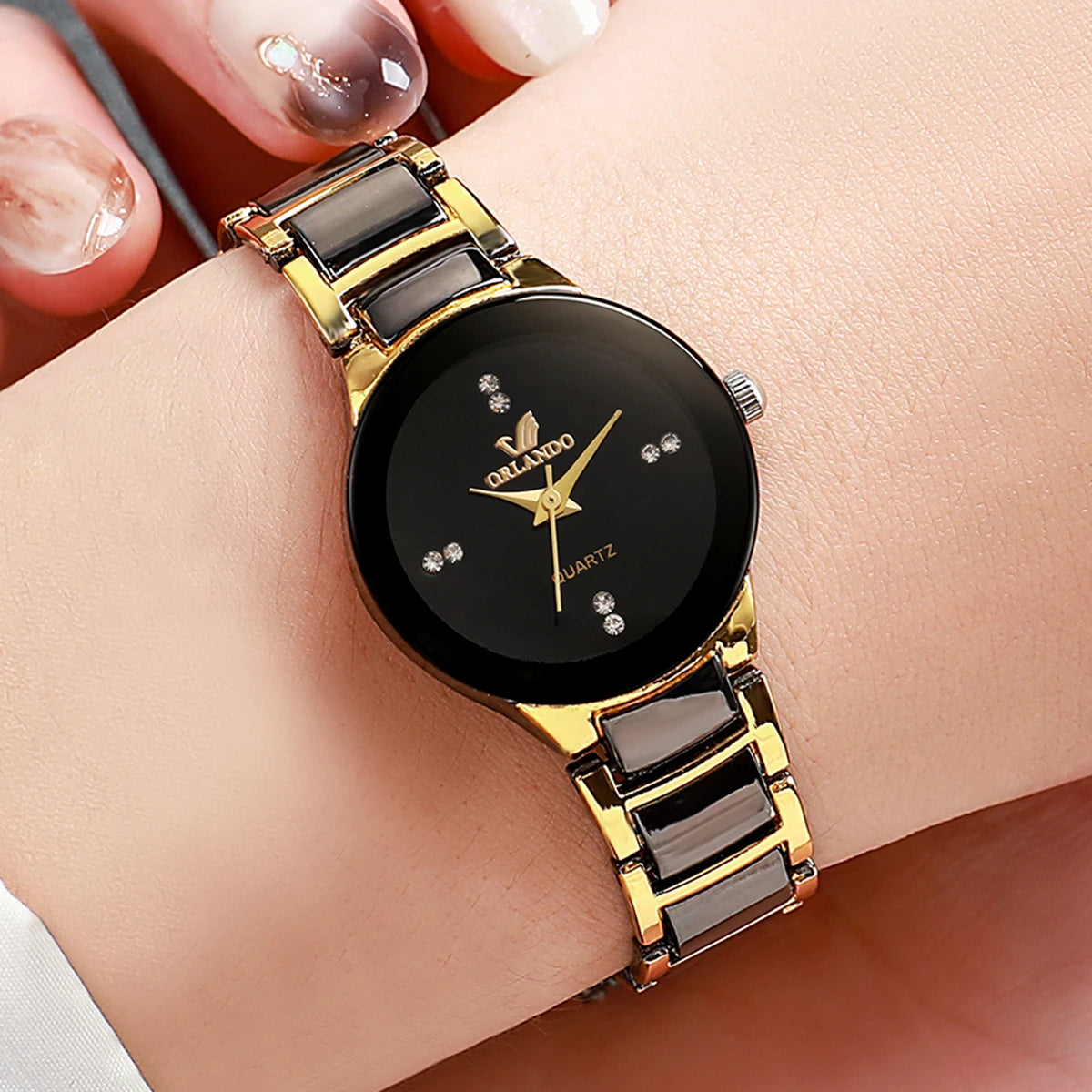 Montres à quartz acier inoxydable couple homme/femme, lot de 2, style business .