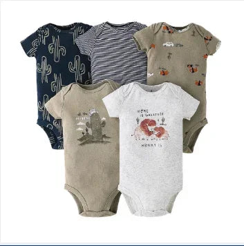 Combinaison bébé été coton, 5 pièces, dessins animés