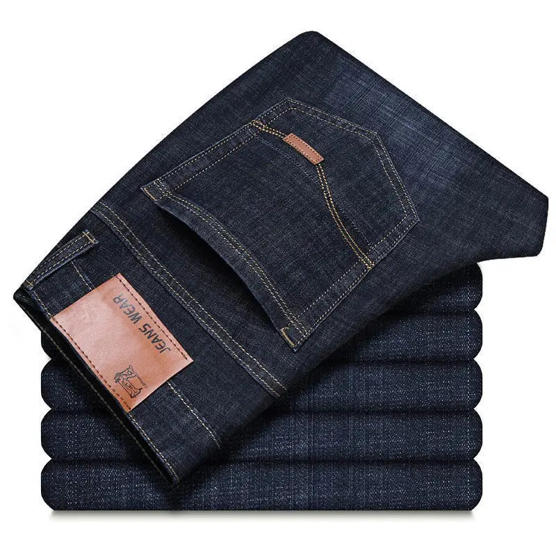 Jean homme d’affaires – Décontracté, droit, stretch, bleu/noir, mode classique, denim travail