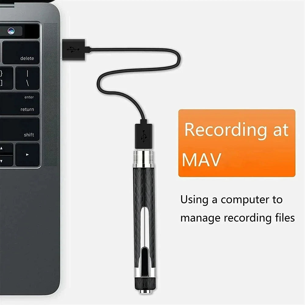 Stylo enregistreur vocal 128 Go portable USB, lecture MP3, pour conférences et cours, avec 5 recharges.