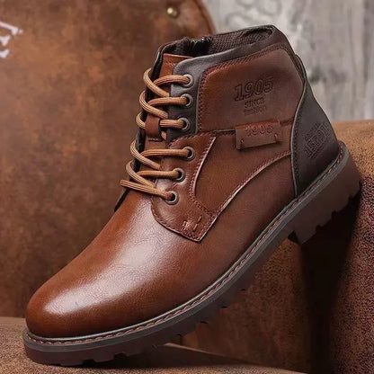 Bottines Cheville Homme Fait Main, Vintage Marron, Usage Travail & Extérieur .