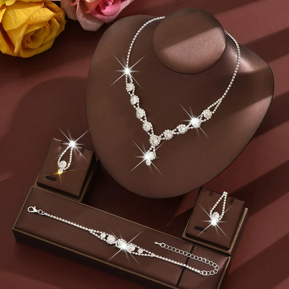 YIKOOLIN Parure Bijoux Mariage Femme – Ensemble 4 Pièces Cristal Élégant, Strass Brillants