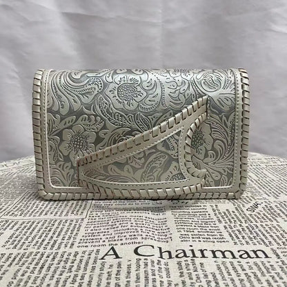 Sac à main femme rétro cuir PU doux – Petit sac de luxe avec imprimé argent élégant banlieue collection