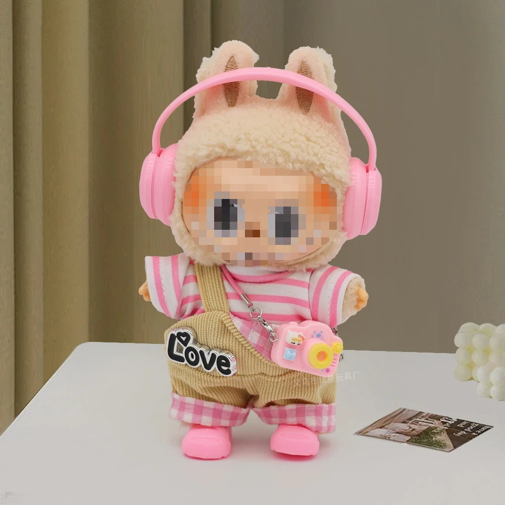 Tenue Poupée 10cm – Salopette Denim + Chemise, Ensemble Mignon