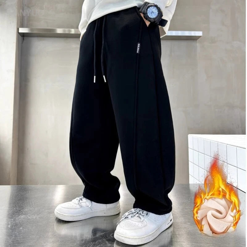 Pantalon enfant peluche – Doublé polaire, long, unisexe, 1-14 ans