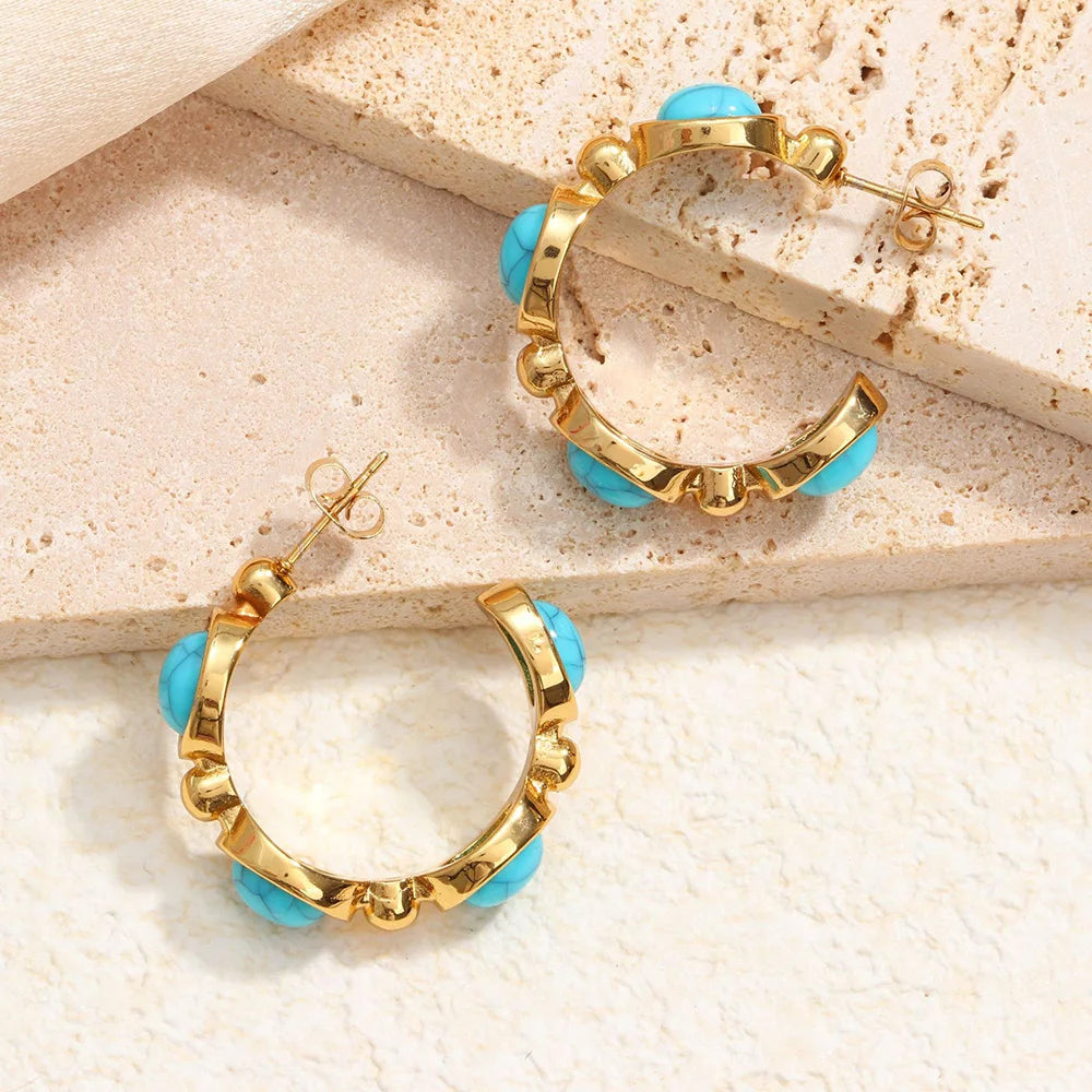 Boucles d'oreilles Boho chic en pierre turquoise – Cadeau idéal femme