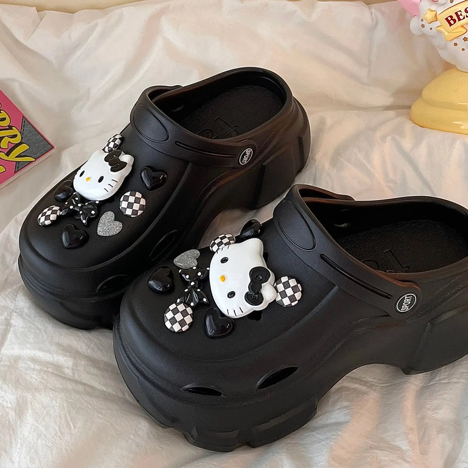 Sanurgente pantoufles Hello Kitty japonaise kawaii – Antidérapantes, respirantes, en caoutchouc doux, pour intérieur et extérieur