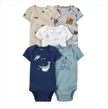 Combinaison bébé été coton, 5 pièces, dessins animés