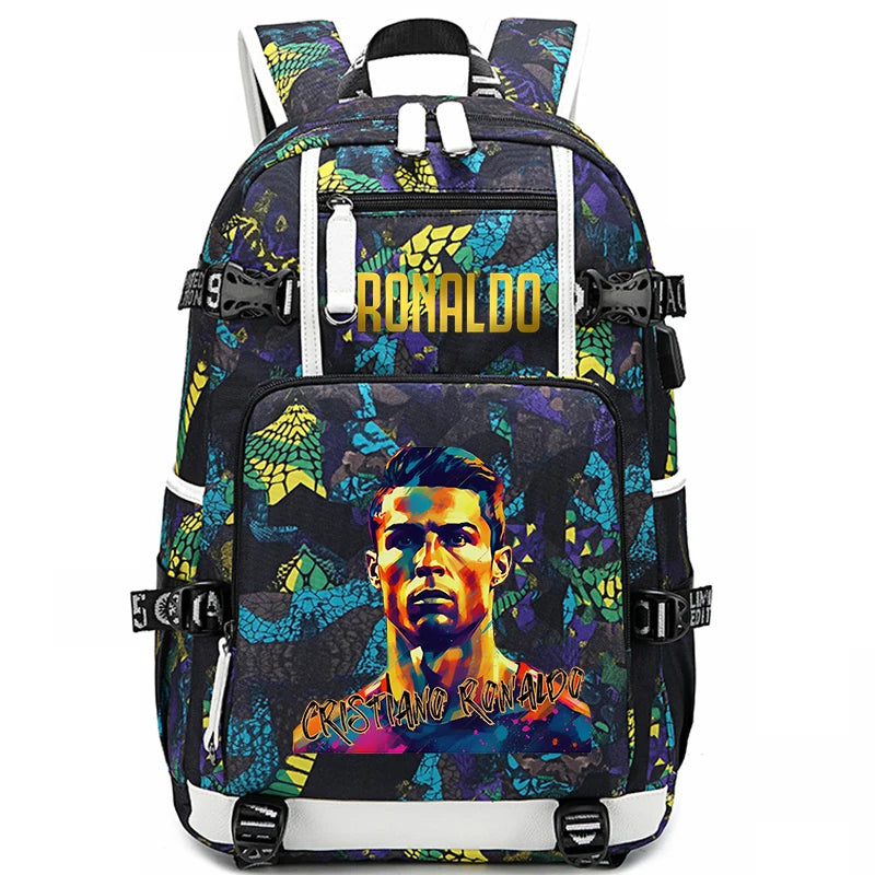 Sac d'école imprimé Ronaldo pour enfants, sac à dos pour étudiant, sac de voyage extérieur.