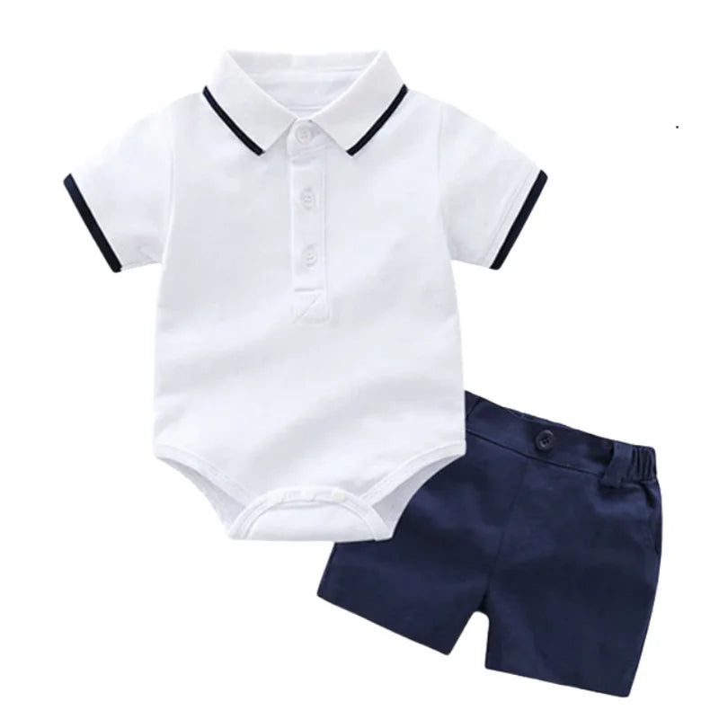 Ensemble 2 pièces bébé garçon – Coton, manches courtes, short avec poche, 9-36 mois