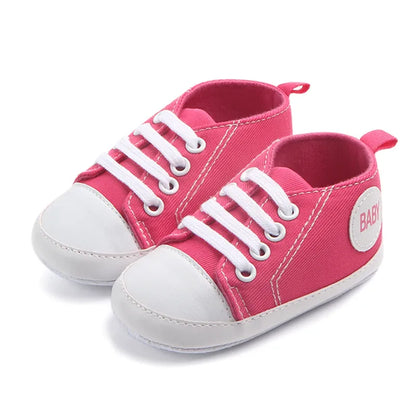 Chaussures bébé fille 0‑18M – baskets montantes en toile, antidérapantes, premiers pas