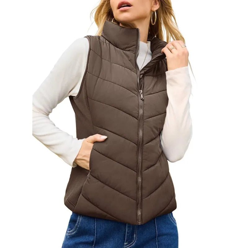 Cardigan Zippé Femme – Gilet Automne Décontracté, Col Montant & Poches, Mode Tendance