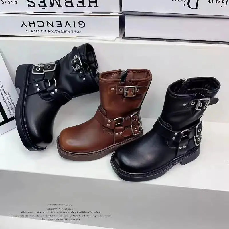 Bottes Courtes Cuir Fille – Semelle Souple, Construction Latérale, Mode Automne Hiver , Chaussures Enfants Confortables et Tendance