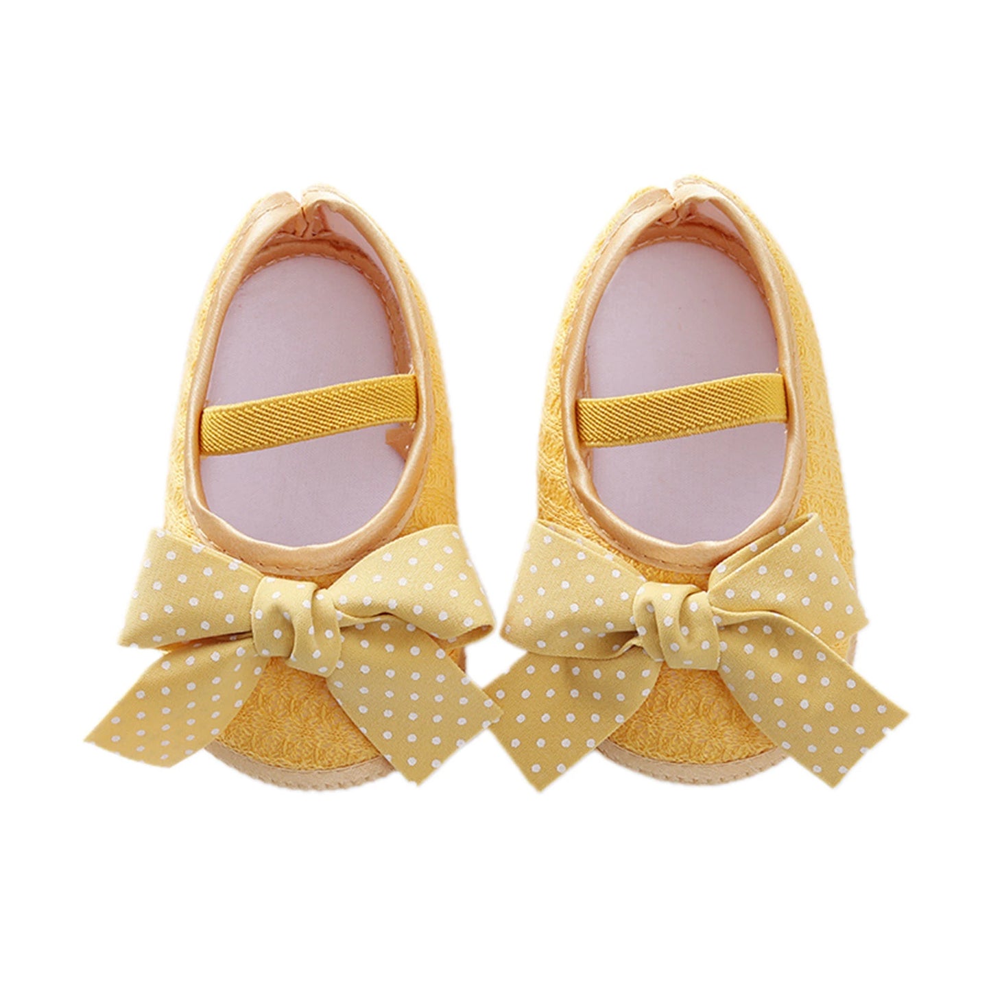 Chaussures plates bébé fille, semelle souple, nœud élastique