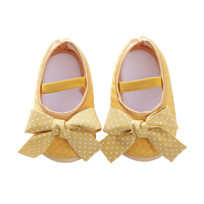 Chaussures plates bébé fille, semelle souple, nœud élastique