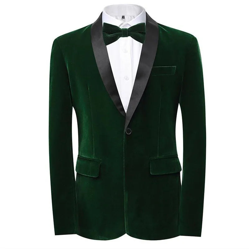 Blazer homme Slim Fit velours doré, un bouton, bleu/rouge/vert – Soirée & mariage .