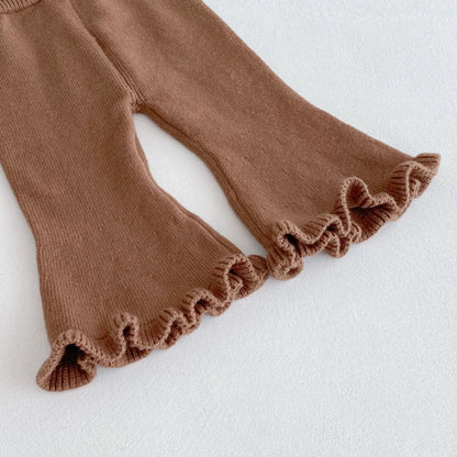 Ensemble bébé fille 3 pièces – pull, pantalon évasé & mini sac (automne)