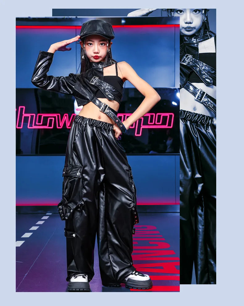 Vêtements Hip Hop Fille, T-shirt Court et Pantalon Cargo .