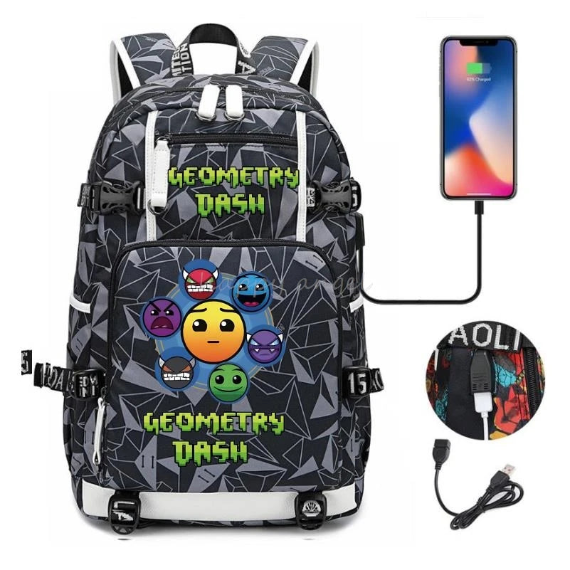 Sac à dos imprimé géométrique pour filles et garçons, sac à dos en toile pour ordinateur portable, sac à dos pour femme, sac à dos pour adolescent et étudiant, nouvelle mode .