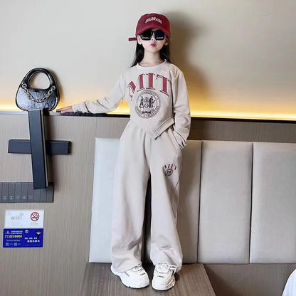 Ensemble pantalon décontracté 2 pièces fille/adolescente, tendance printemps-automne .