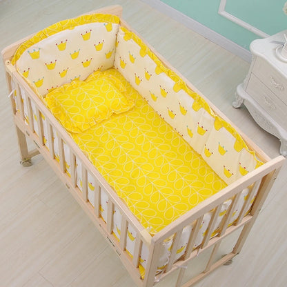 Parure de lit bébé garçon/fille 6 pièces – Ensemble literie luxe avec matelas, oreiller, 4 pare-chocs
