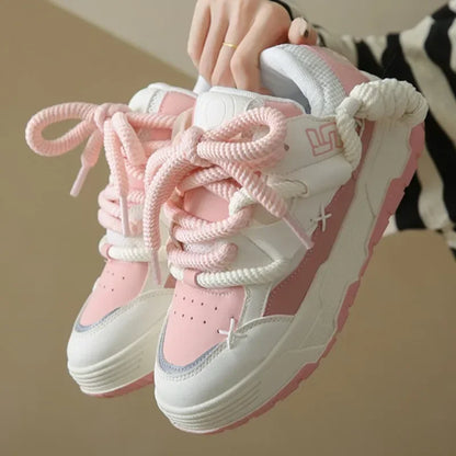 Chaussures chunky polyvalentes pour hommes et femmes, blanches