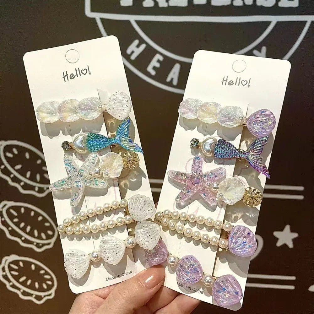 Pinces à Cheveux Bébé Fille – Ensemble 5 Pièces Sirène et Coquillage, Accessoires Mignons
