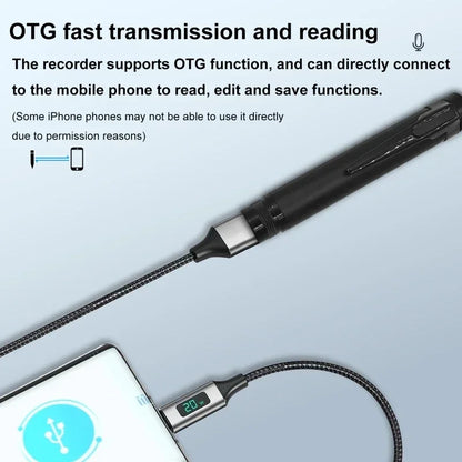 Stylo enregistreur vocal 128 Go portable USB, lecture MP3, pour conférences et cours, avec 5 recharges.