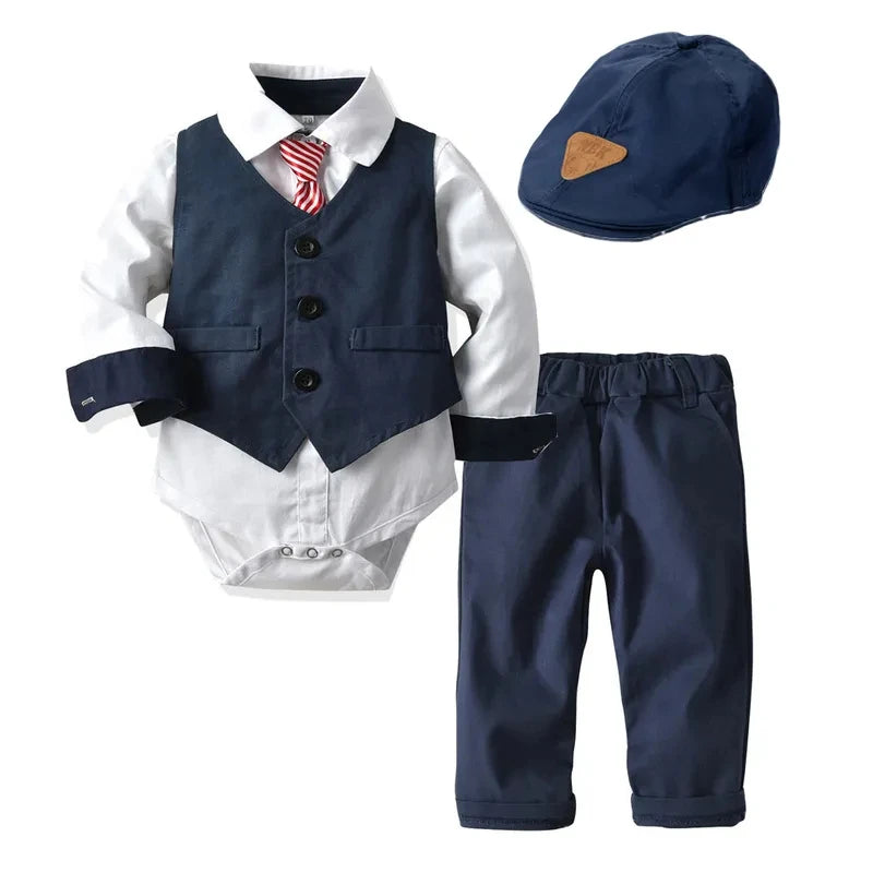 Ensemble bébé garçon élégant – Pantalon bleu marine, style gentleman, anniversaire, 9-36 mois