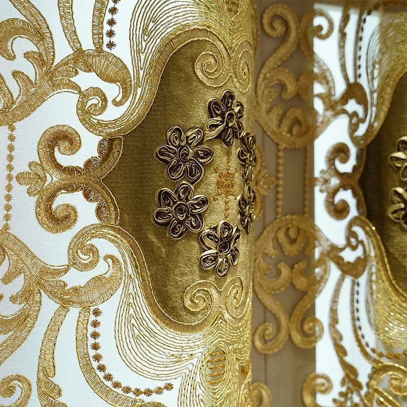 Rideau Brodé Luxe – Chenille, Style Européen, Avec Cantonnière .