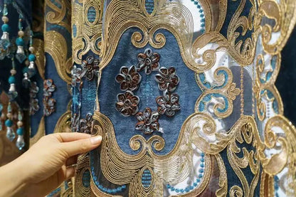 Rideau Brodé Luxe – Chenille, Style Européen, Avec Cantonnière .