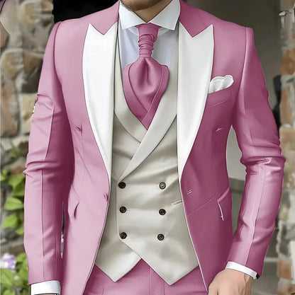 Costume homme 3 pièces violet, élégant, blazer boutonnage simple, mariage luxe .