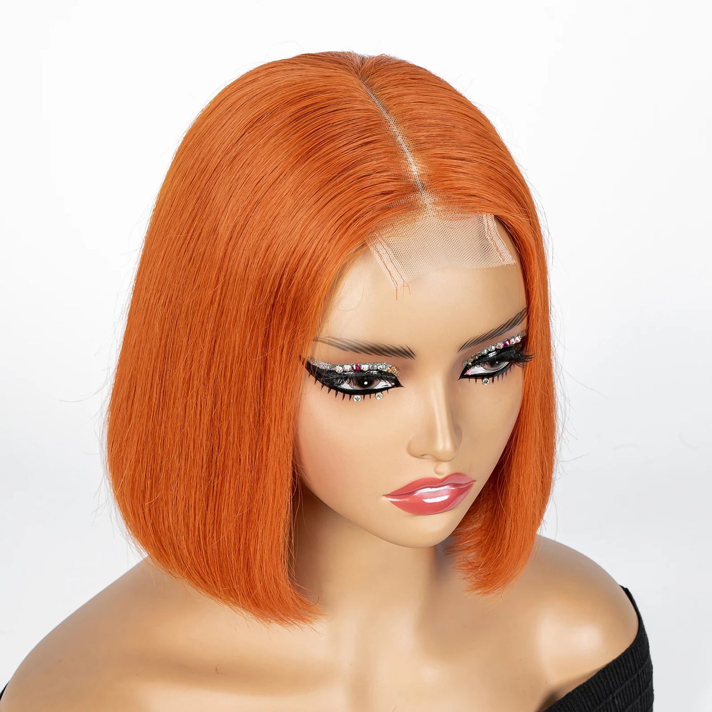 Perruque Bob courte droite colorée – cheveux humains 100%, dentelle 2x6 transparente, densité 250%