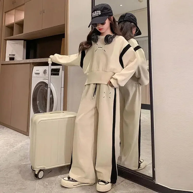 Ensemble bébé fille coréen 2 pièces 4-15 ans, style printemps, tendance oversize .