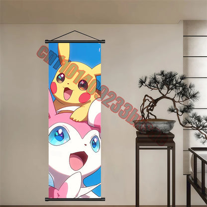 Peinture artistique Pokémon classique japonais – Pikachu, Gengar, Mewtwo – Décoration murale chambre à coucher haute qualité