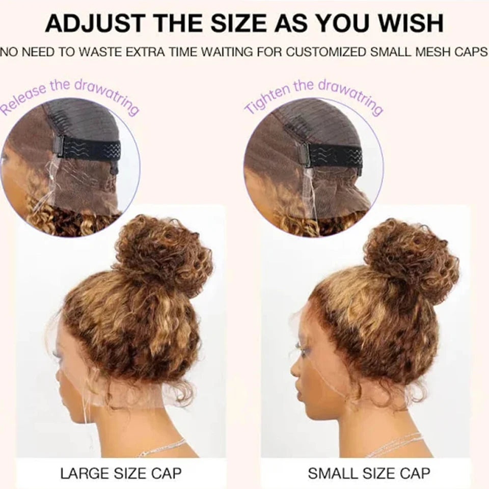 Perruque 360 HD Bouclée 30" Cheveux Humains Sans Colle