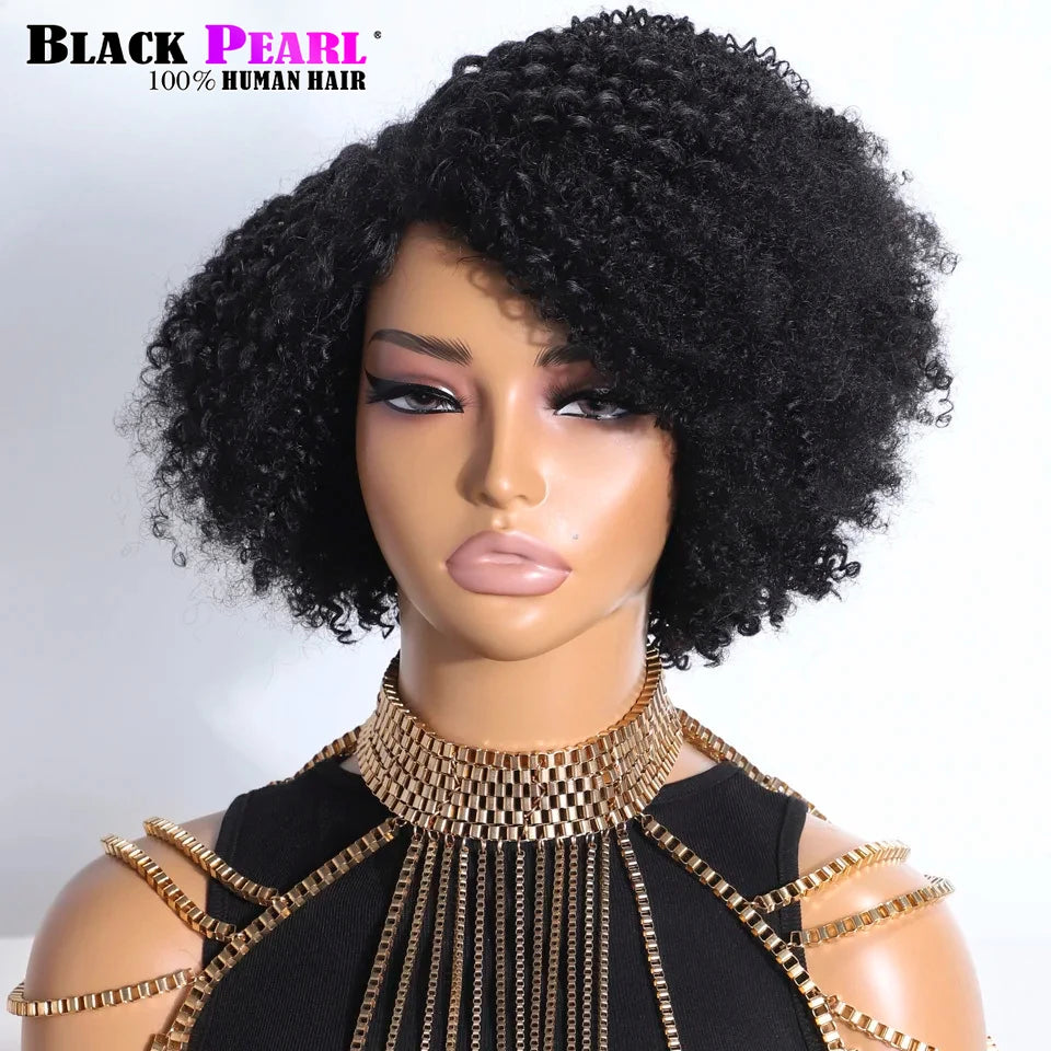 Perruque bouclée crépue femme – Cheveux humains, pré-épilée, dentelle HD, 180%, sans colle