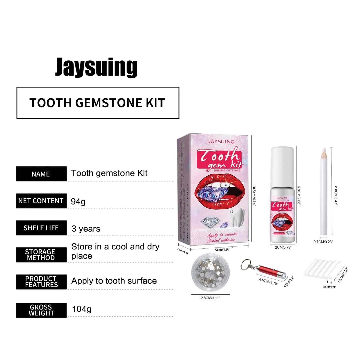 Kit gemme dentaire IMADIY, diamant blanc, facile à poser et enlever.