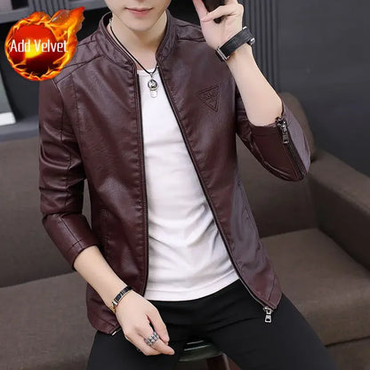 Blazer homme slim fit en cuir, style coréen, simple boutonnage, décontracté luxe .