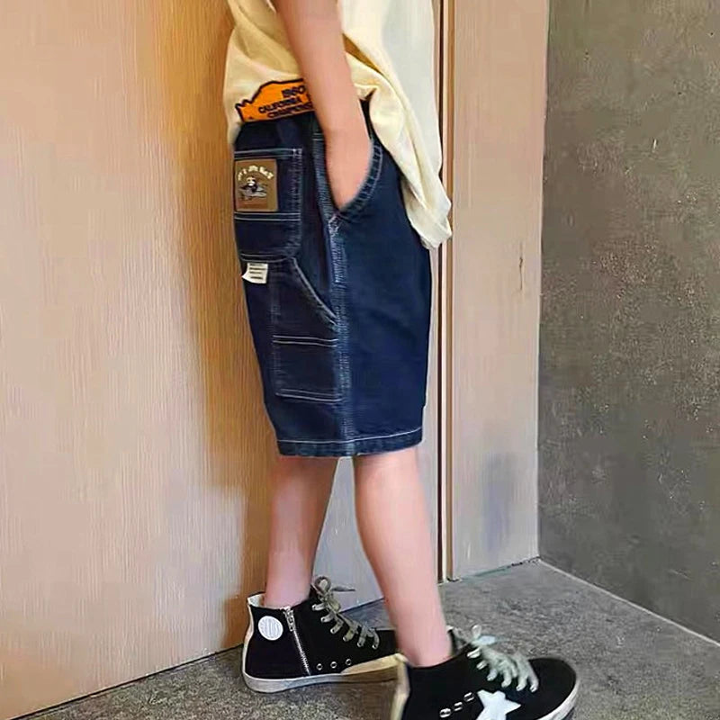 Jeans enfants garçons et filles – Shorts denim stretch coréen – Pantalons déchirés tendance adolescents – Vêtements denim confortables