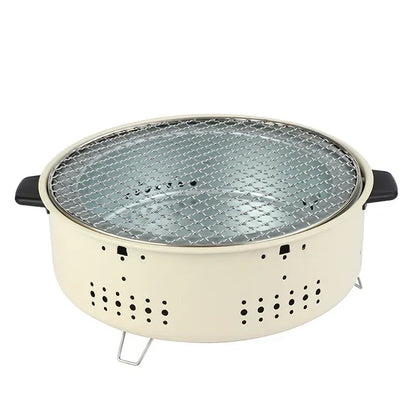 Grill de barbecue portable coréen en acier inoxydable, poêle fendue antiadhésive, support rond pour camping barbecue en plein air