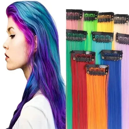 Extensions Clips Synthétiques Rouge Bleu 10 pcs Fête