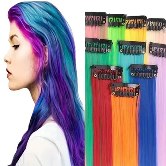 Extensions Clips Synthétiques Rouge Bleu 10 pcs Fête