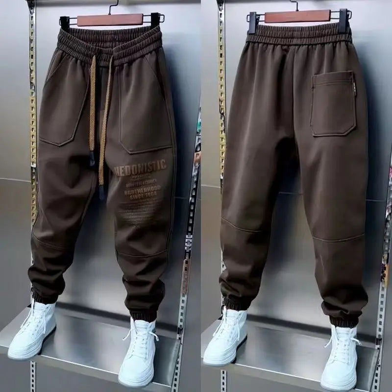 Pantalon taille haute homme à lacets, poche, imprimé, style décontracté printemps-automne