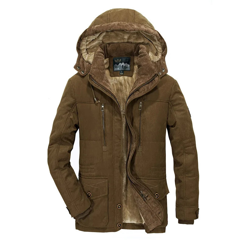 Manteau Hiver Homme 7XL Cargo, Multi-Poches, Doudoune Longue, Capuche, Chaud .